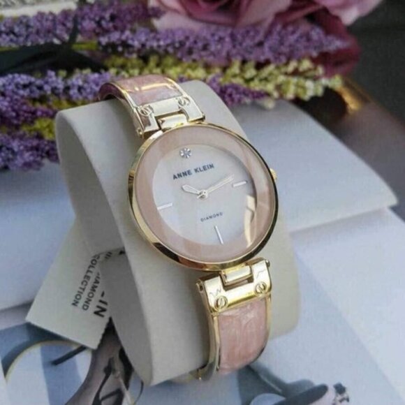 Anne Klein Women's Genuine Diamond Dial Bangle Watch - Picture 1 of 4